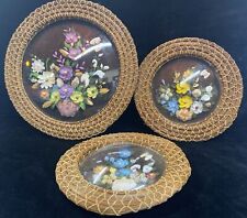 Lit Of 3 Vintage Bubble Glass Framed Seashell Art Pictures MCM picture