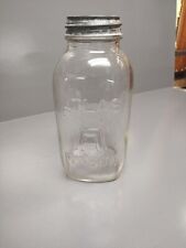 Vintage Atlas Strong Shoulder 1/2 gallon Clear Mason Jar W/matching Zinc Lid picture
