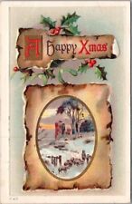 Vintage 1912 CHRISTMAS Embossed Greetings Postcard 