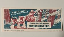 Rare 1940s Smokey the Bear Ink Blotter Forest Fire Prevention Michigan USFS picture