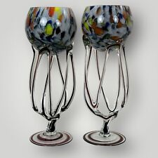 Josefina Krosno Art Glass Pair of Candle Holders 12