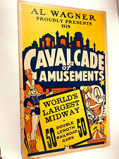 vtg 1960s 70s Al Wagner Cavalcade of Amusments Circus Carnival Poster  picture