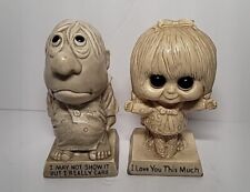 2 VINTAGE ORIGINAL RUSS BERRIE RESIN FIGURINES FROM 1970 Love You & Really Care picture