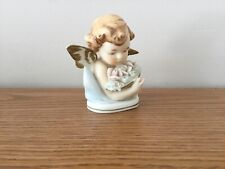 Vintage TILSO Japan Angel Cherub w Flower Basket Porcelain Figurine Hand Painted picture