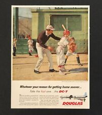 1958 Douglas DC-7 Airplane Advertisement Baseball Little League Vtg Print AD picture