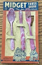 Early Marbleized Plastic Midget Table Ware Set on Card 1940's picture
