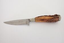 Small Antique German Hunting Knife Stag Horn Handle 5 1/4