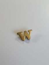 Avon Initial W Lapel Hat Jacket Pin Gold Color Metal picture