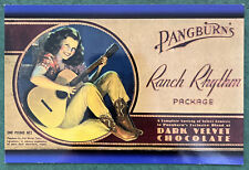 Pangburn's Chocolate Ranch Rhythm Package Cowgirl Guitar Advertising Postcard picture