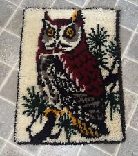 Vintage Completed Hanging Wall Hook And Latch ￼owl Rug 20” X 28” picture