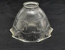 VINTAGE HOLOPHANE CLEAR RIBBED GLASS LAMP SHADE 2 1/4