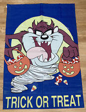 Vintage 1996 Looney Tunes Taz Halloween Banner Flag Trick Or Treat 42”x 29” picture
