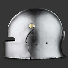 Medieval Knight Swiss sallet Helmet preowned leather armor knight helmet battle picture