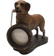 Vintage Golden Retriever Brown Dog w Mini Photo Frame Figurine Heavy Resin 7