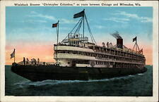 Illinois Chicago Whaleback Steamer Christopher Columbus ~ postcard sku803 picture