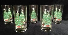 Christmas Tree Drinking Glasses Tumblers Luminarc Glass Holiday Set of 5 12oz picture