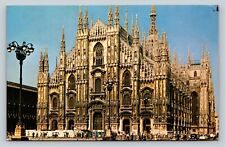 Milan: The Cathedral From Across The Piazza Del Duomo Vintage Postcard picture