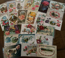 ~Lot of 23 Vintage~Scenes & Flowers~ Floral Greetings Postcards-in sleeves-h983 picture