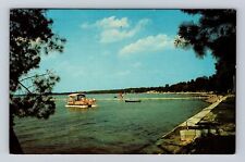 Houghton Lake MI-Michigan, Boating on Lake, Antique Vintage c1972 Postcard picture