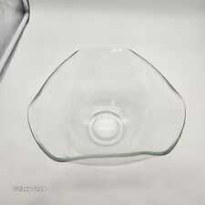 Vintage MCM Tricorn Clear Glass Bowl Ruffled Rolled Edge 9.25