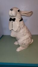 Vintage Betlar Inc. USA 12” Ceramic Rabbit Bunny Black Bow Tie Glazed Made USA  picture