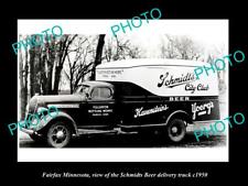OLD LARGE HISTORIC PHOTO OF FAIRFAX MINNESOTA THE SCHMIDTS BEER TRUCK c1950 picture