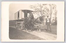 Postcard RPPC Photo Man Posing With Horse & Buggy Possibly New York Westchester picture
