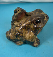 VTG Japanese Stoneware Pottery SHIGARAKI WARE Toad & Baby. Numbered 7628 P1 picture
