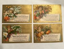 4 VICTORIAN TRADE CARDS H.C. EWALD BAKER CONFECTIONER  WASHINGTON D.C. W/FLOWERS picture