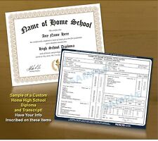 Personalized Custom Home School Diploma and Transcript High School Education GED picture