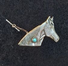 Native American Old Pawn Sterling Silver Turquoise Horse Tie Tack Stamped picture