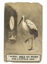 Newborn Baby Vintage Postcard c1911 Stork picture