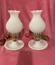 Two Vintage milk glass hobnail lamps picture