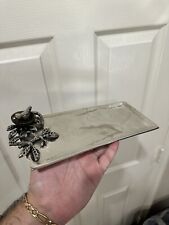Mud Pie 4071019 Metal Serving Tray Bird Nest Silver Pewter 5” x 12” picture