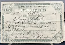 1901 INDEPENDENT ORDER OF ODD FELLOWS MICHIGAN RECEIPT picture