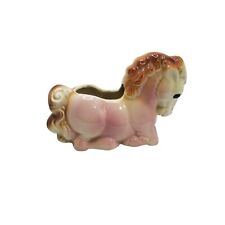 vintage 1950s porcelain pink, brown small horse planter picture