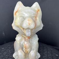 Natural Afghan Jade Agate Carved Polished Sitting Puppy Mineral Reiki 1108G picture