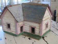 FABULOUS Vintage COUNTRY HOUSE BIRDHOUSE Chippy White Pink Green Metal Roof picture