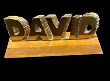 Vintage Metal Brass DAVID Name Plate Heavy For Desk Or Mantle 11” picture