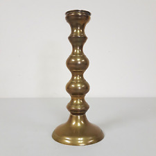 Vintage Tall Brass Tapered Candle Holder Stacked Spindle Heavy Weight picture