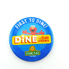 RARE Sesame Place Street First To Dine Grand Opening Button Elmo Pin picture