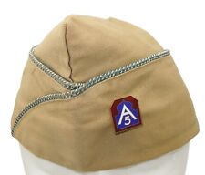 Original WWII US Fifth Army Infantry Khaki Overseas Cap Hat & DUI Crest Pin picture