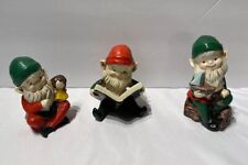 Vtg Homco Elves Set Of 3 Porcelain Christmas Figurines Santa Gnomes Fairycore picture