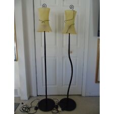 Pair Of Curved Portable Luminare Floor Lamps Frosted Yellow Glass Shades picture
