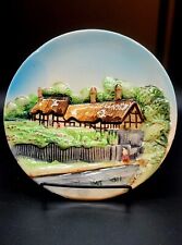 Vintage Majolica Relief Ceramic Wall Plate Anne Hathaway Cottage Japan picture