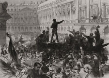 The war: people demanding arms in the Place Vendome, at Paris 1870 old print picture