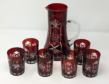 Vtg Nachtmann Bohemian Cut Crystal Pitcher With 6 Matching Tumblers picture