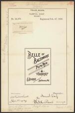Trademark registration by Samuel Dorf for Belle of Baltimore brand Whisky picture