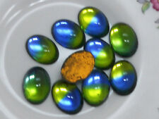 Vintage Glass Cabochons Iridis Dome 10x14mm Oval  NOS Flat Mirrored Blue #163A picture