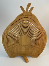 Harry & David collapsible wooden bamboo fruit trinket bowl pear heart shape picture
